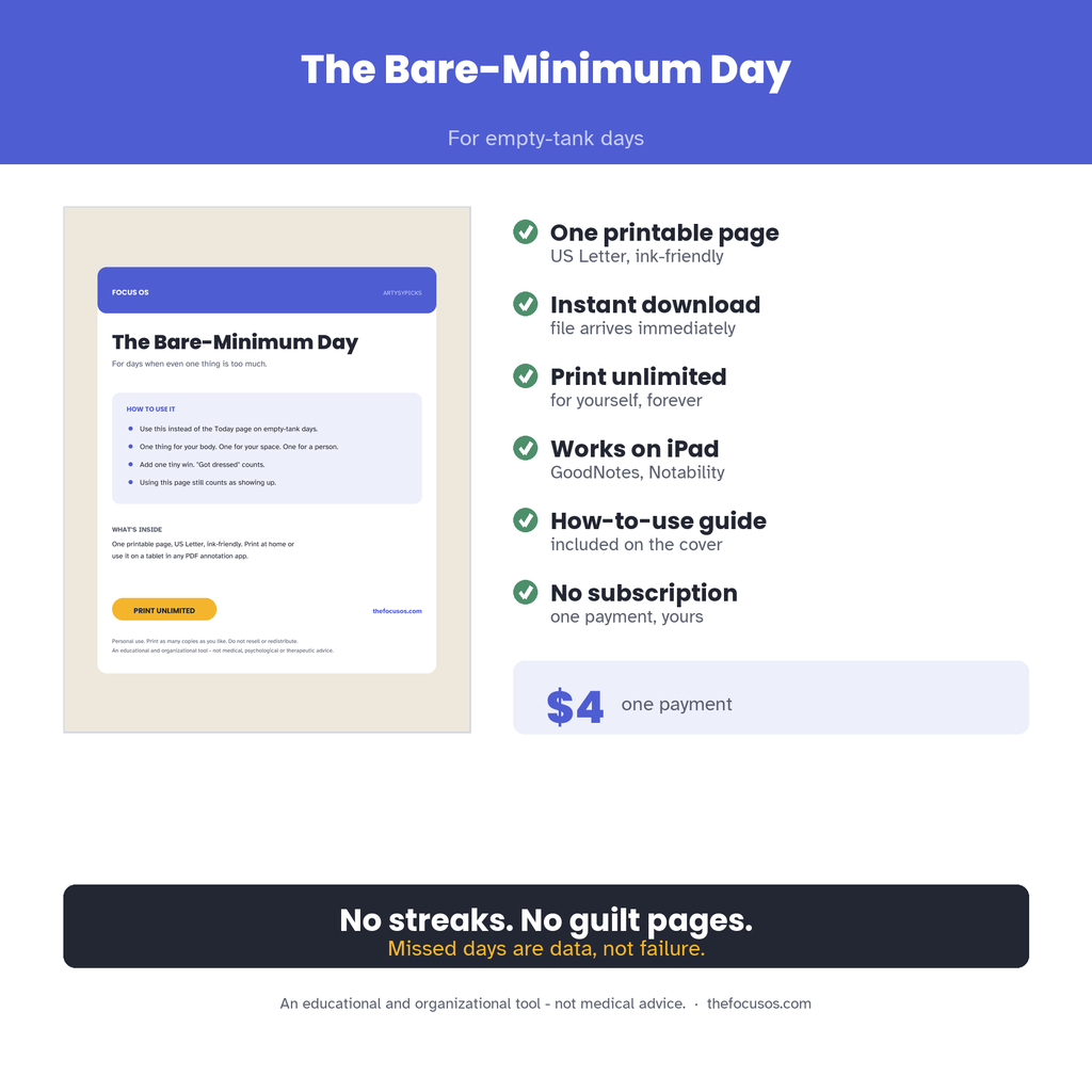 The Bare-Minimum Day - what you get