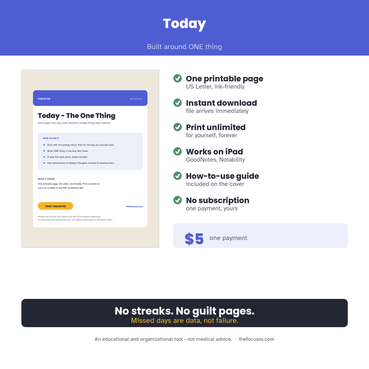 Today - The One Thing - what you get